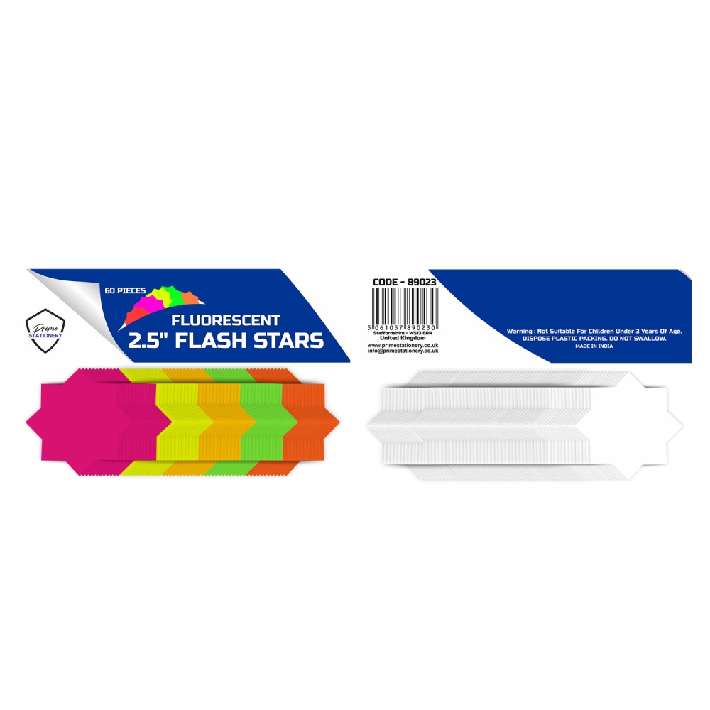 Prime 2.5'' Fluorescent Stars Pack of 60